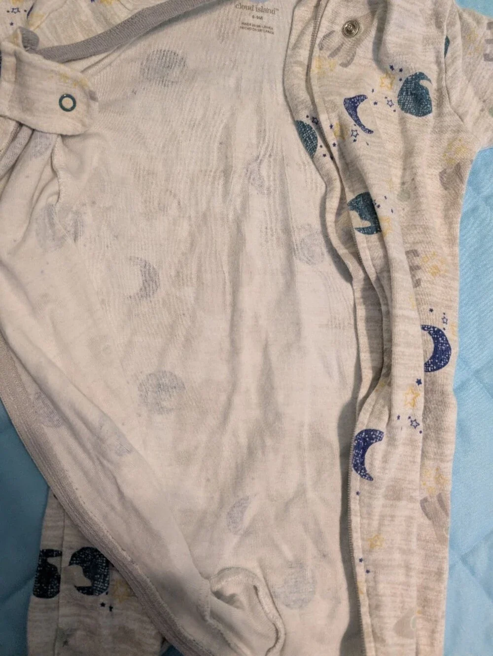 Cloud Island Space Stars Moons Footies Zipper Pajamas 6-9 Month